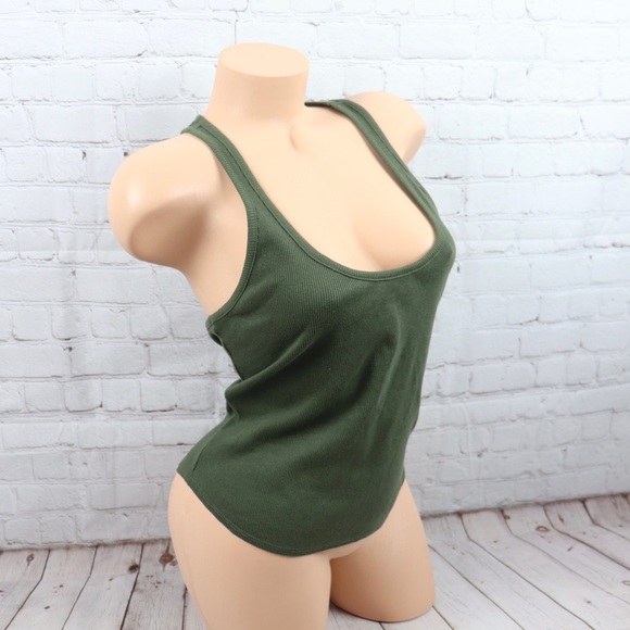 VS PINK logo racerback Lounge Tank Top olive - Picture 5 of 8